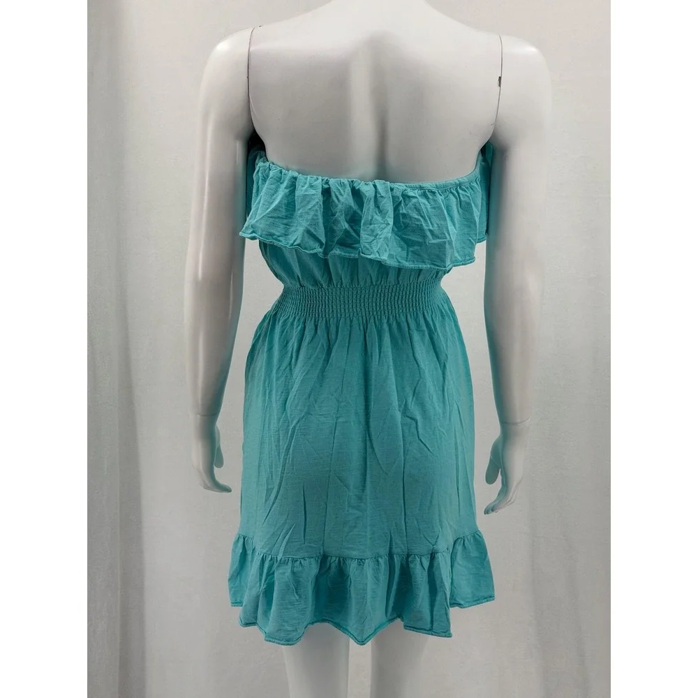 Lilly Pulitzer Dress Women XS Blue Strapless Ruffle Beach Summer Vacation Cotton - Picture 5 of 14